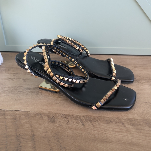 Jeffrey Campbell Shoes - Jeffrey Campbell Black and Gold Studded Women's Sandals